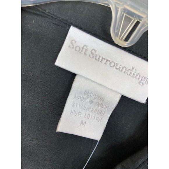 *NWOT Soft Surrounding Ruffle Front V-Neck Long Sleeve Blouse Womens M Black - Picture 6 of 7